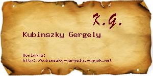 Kubinszky Gergely névjegykártya